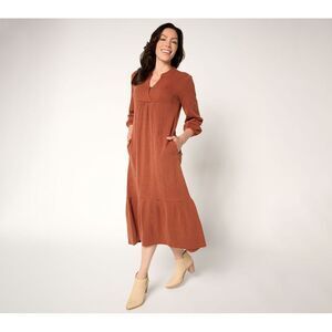 Maya J Women's Petite Dress 3XP 100% Cotton Midi Brown A701195